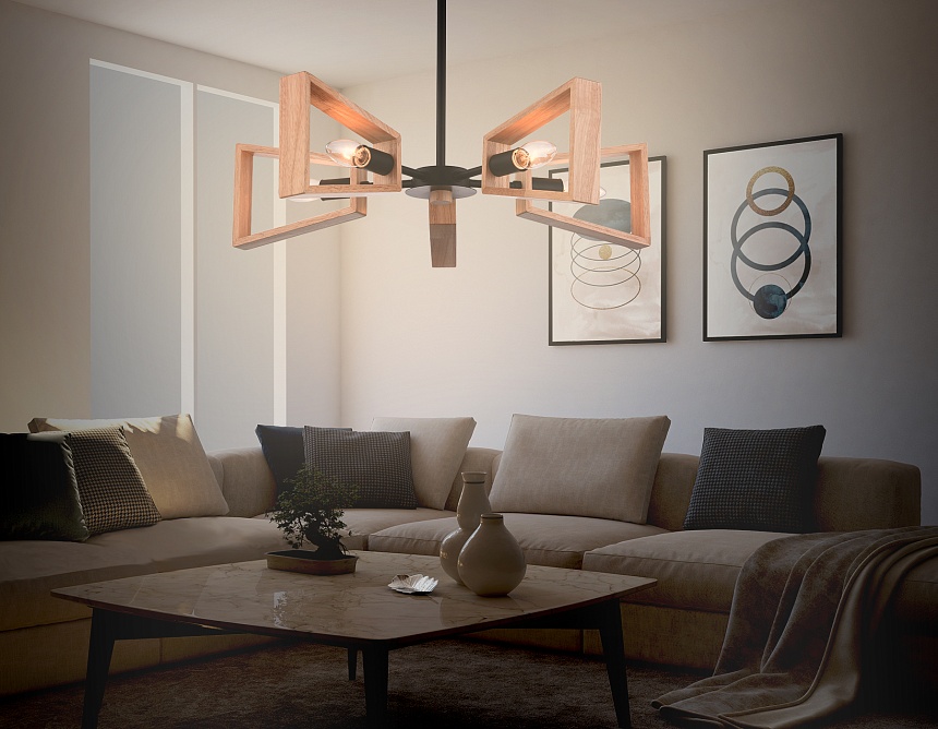 TR80495/5 BK/LW черный/светлое дерево E14/5 max 60W D620*430