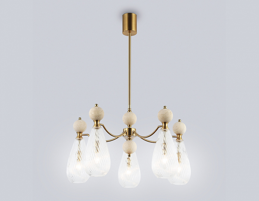 LH53286/5 BS/CL латунь/прозрачный E14*5 max 40W D675*900