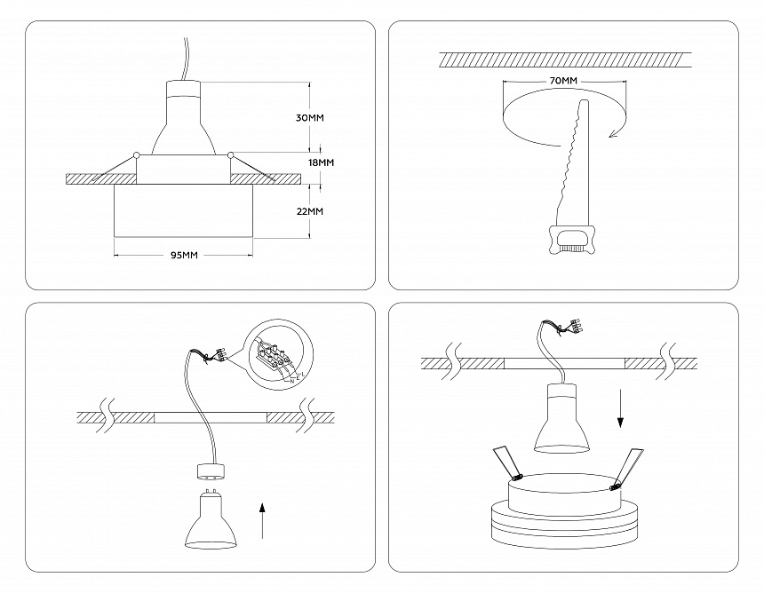 TN3322 SBK/FR черный песок/белый матовый GU5.3 D95*45