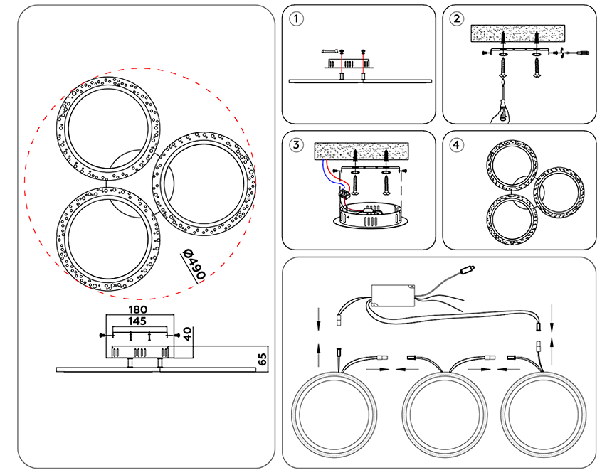 FA4050/3 WH белый 4200K/3000/6400K 30W D490*65 (ПДУ ИК)