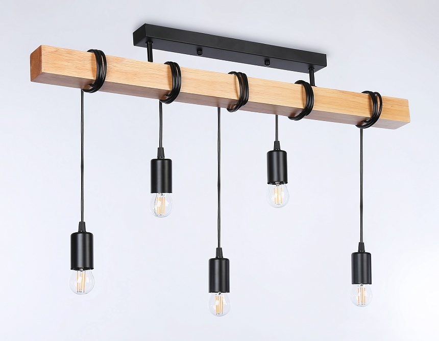 TR8183/5 BK/LW черный/светлое дерево E27*5 max 40W 800*50*420