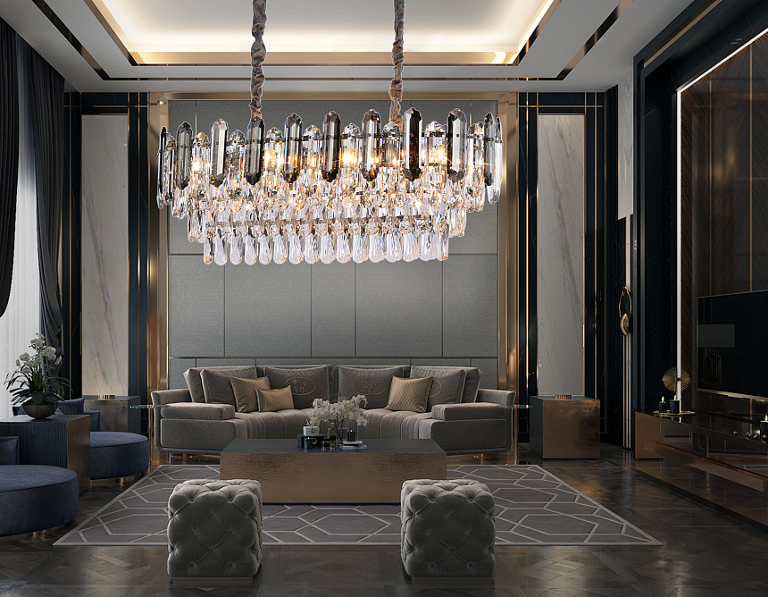 TR5199/12 CH/CL/SM хром/прозрачный/дымчатый E27*12 max 40W 800*300*290