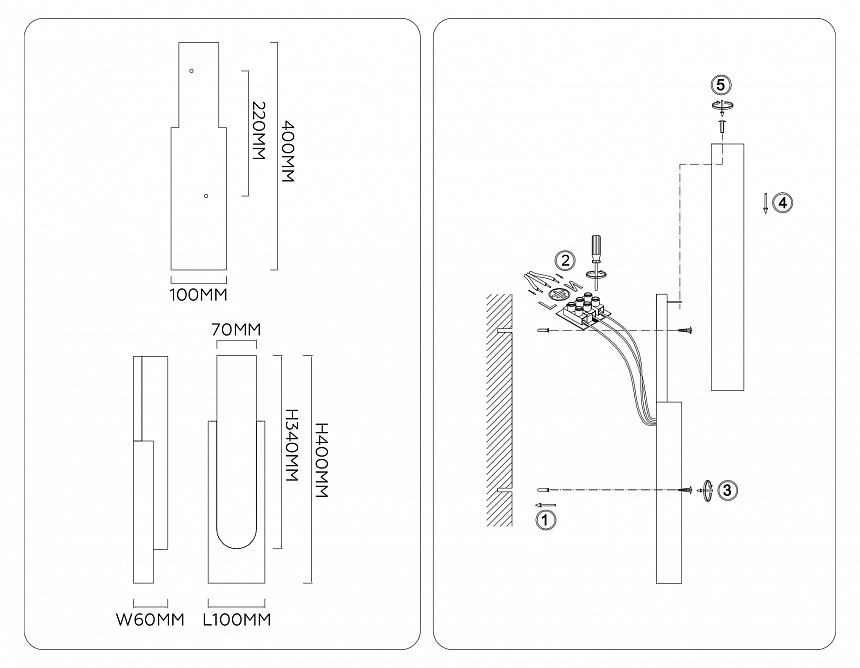 LH53697 BS/WH латунь/белый 8W 3000K 100*60*400
