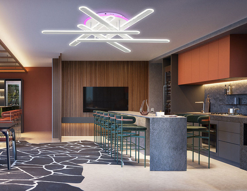 FA8907 WH/CH белый/хром 135W 3000K-6400K+RGB 800*770*160 (ПДУ РАДИО 2.4G)