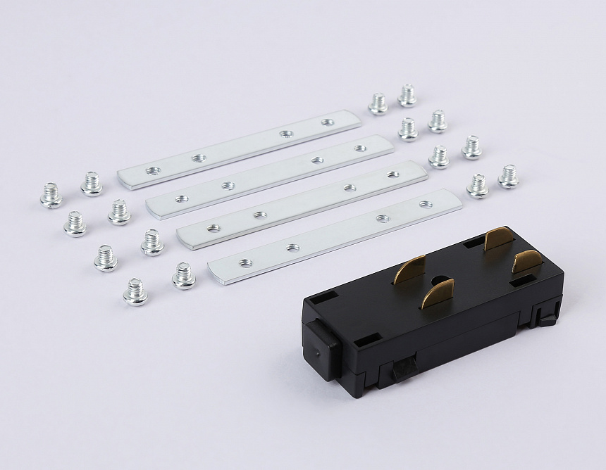 GL1108 BK черный коннектор питания прямой с соединителем для шинопровода в натяжной потолок Magnetic 220V  68*28.5*18