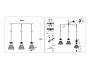 TR3407/3 BK/FGD/SM черный/золото/дымчатый E27/3 max 60W 550*135*1000