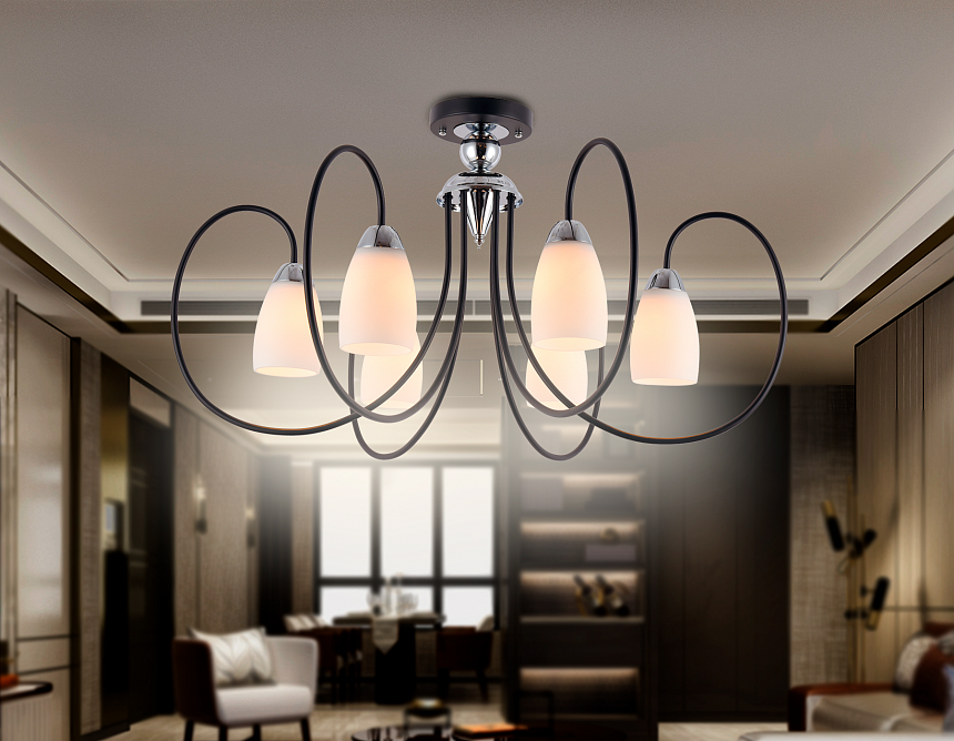 TR3121/6 BK/CH черный/хром E27 max 40W D850*480