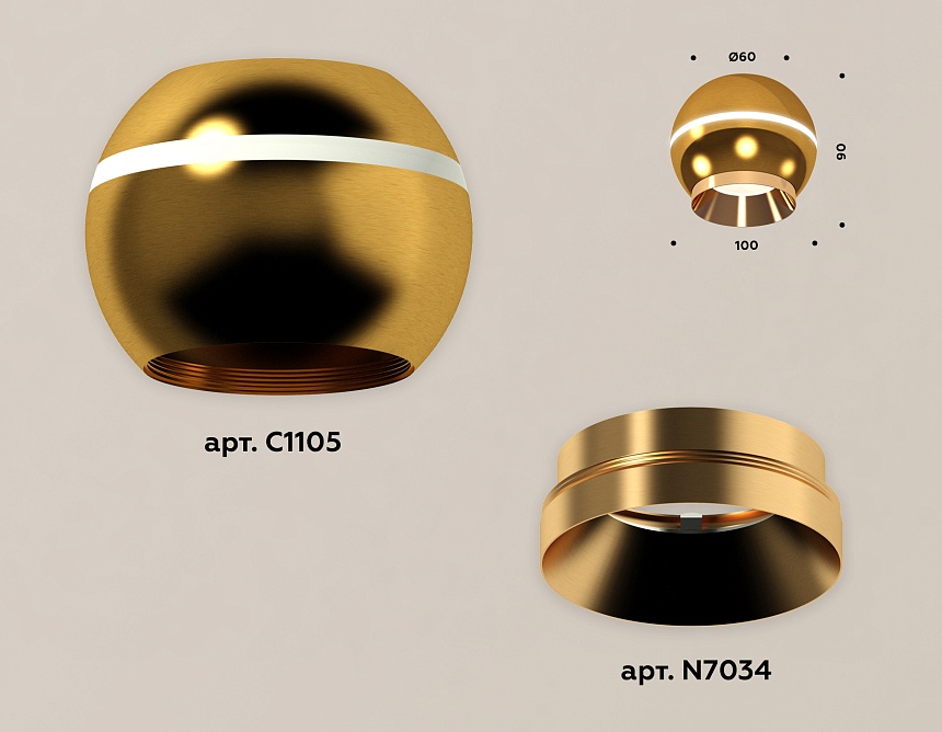XS1105002 PYG золото желтое полированное MR16 GU5.3 LED 3W 4200K (C1105, N7034)