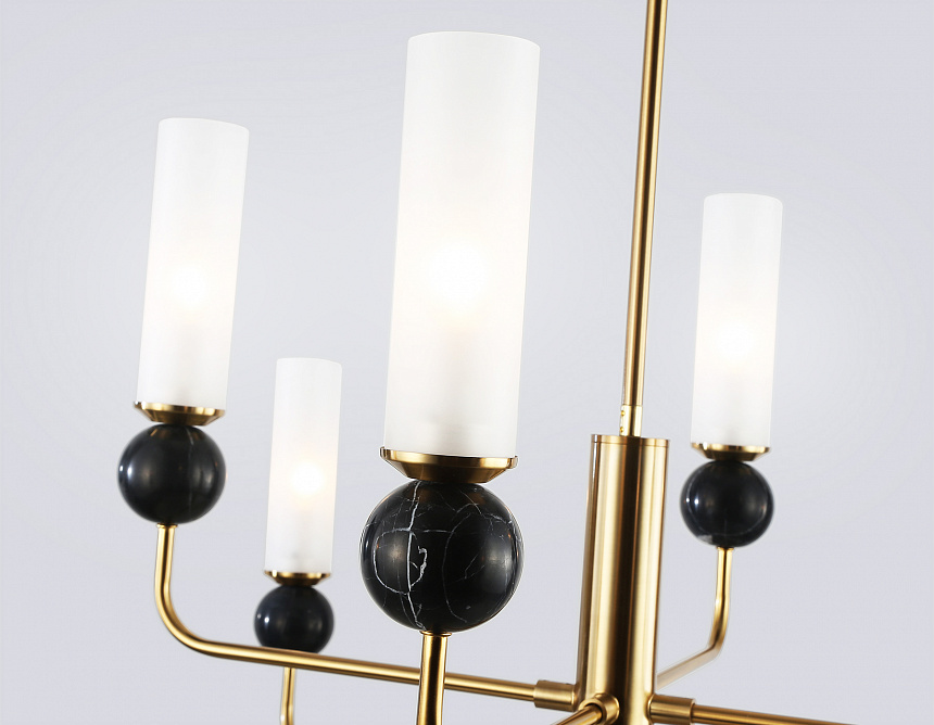 LH53264/8 BS/WH латунь/белый E14*8 max 40W D1260*1445