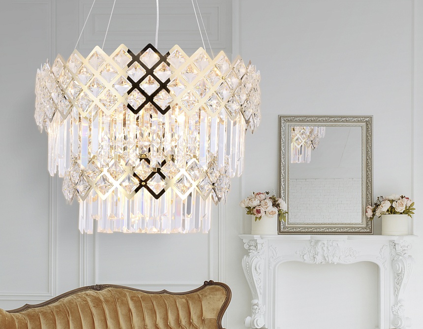 TR5275/8 GD/CL золото/прозрачный E14/8 max 40W D520*880