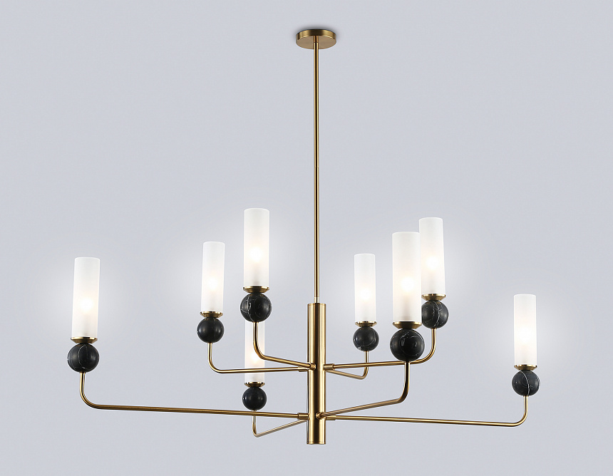 LH53264/8 BS/WH латунь/белый E14*8 max 40W D1260*1445