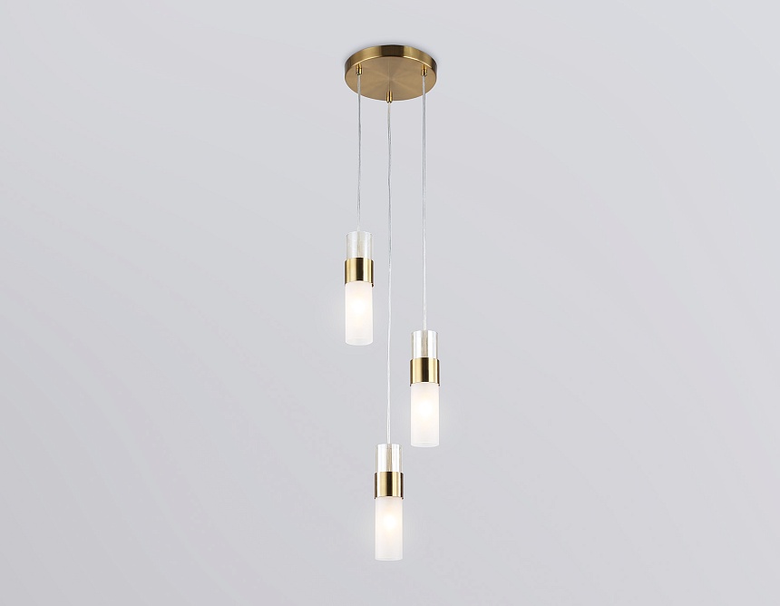 LH55112/3 BS/FR/TI латунь/белый матовый/янтарь E14*3 max 40W D220*1200