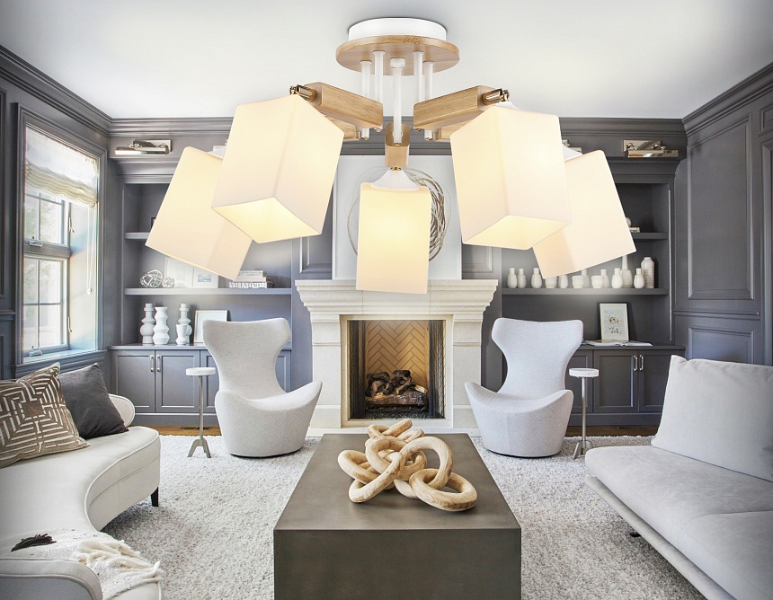 TR9518/5 WH/GD/FR белый/золото/белый матовый E27*5 max 40W D670*260