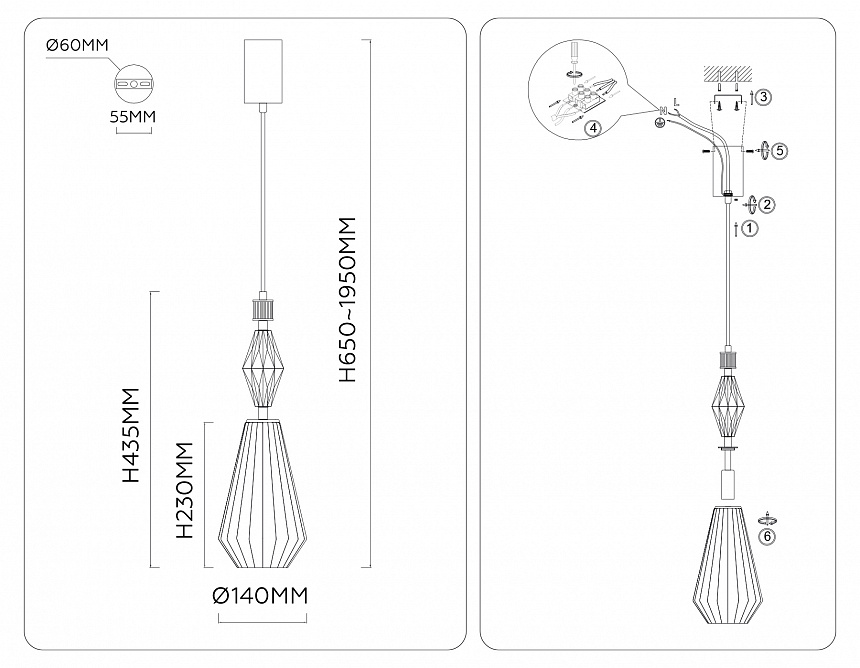 LH53181 BS/CL латунь/прозрачный E14 max 40W D140*1950