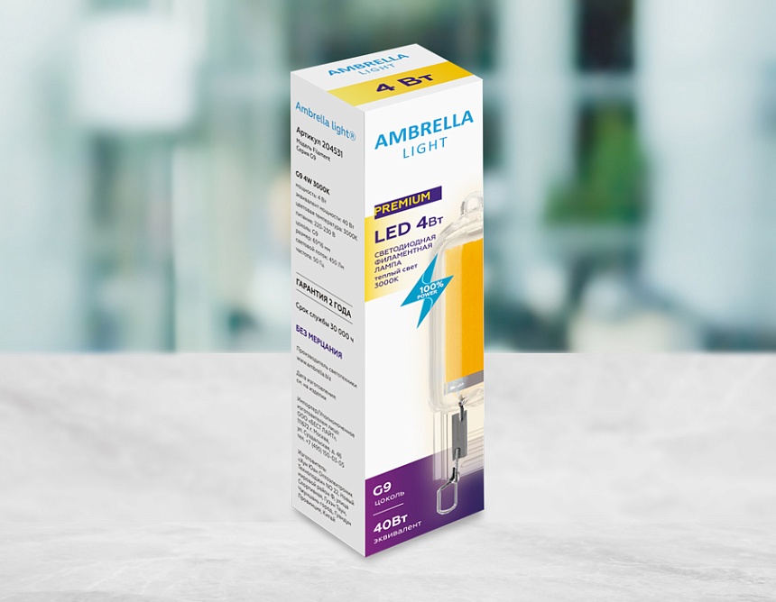 Лампа Filament LED G9 4W 3000K (40W) 220-230V