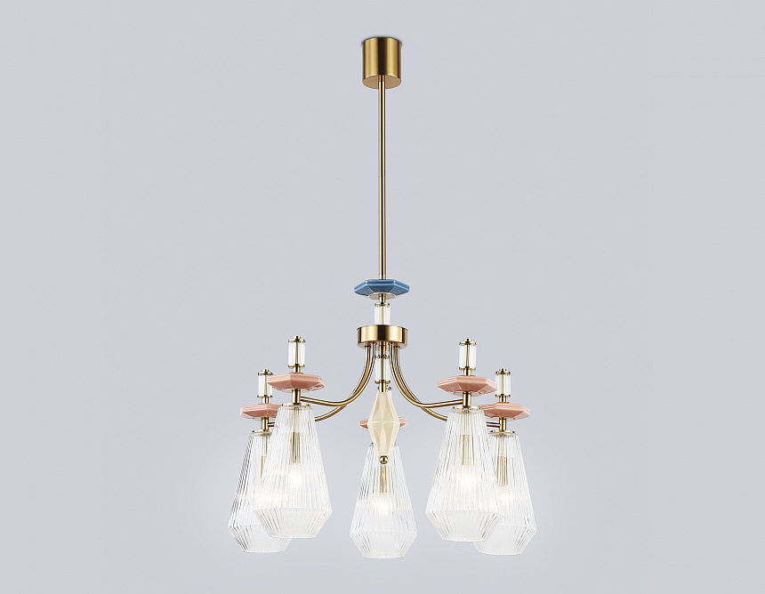 LH53183/5 BS/CL латунь/прозрачный E14*5 max 40W D650*1010