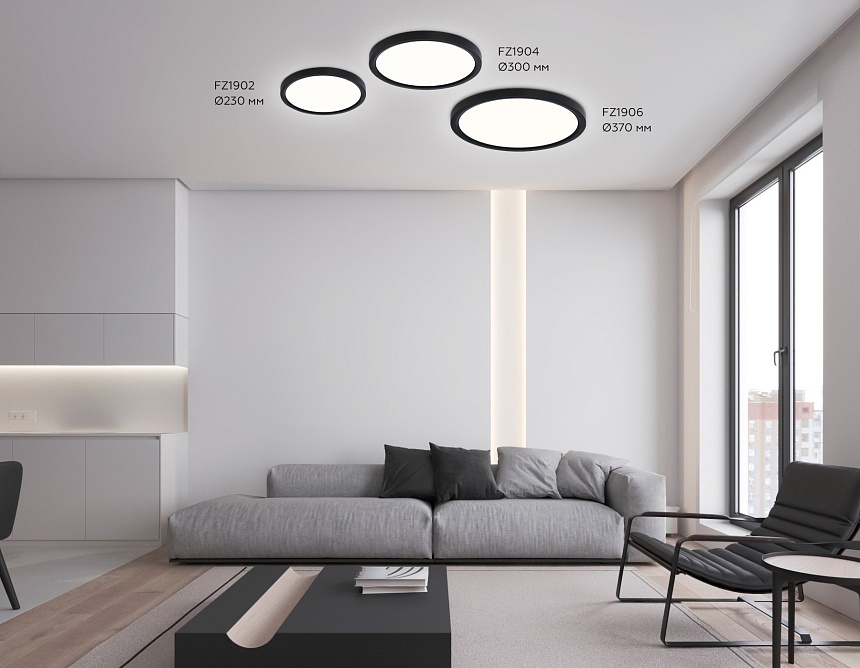 FZ1904 BK черный IP54 20W 3000K-6500K CCT-переключатель D300*25 (Без ПДУ)