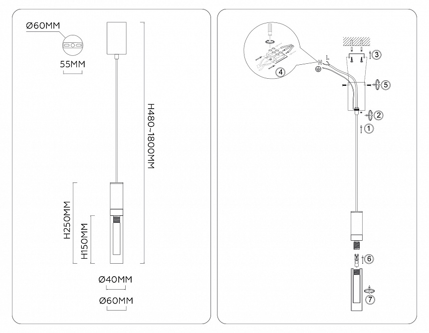 LH53350 GD/CL/WH золото/прозрачный/белый G9 max 40W D60*1800