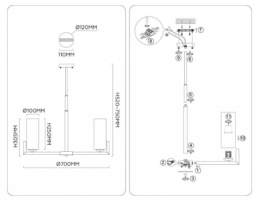 LH56064/7 BS/WH латунь/белый E27*7 max 60W D700*750