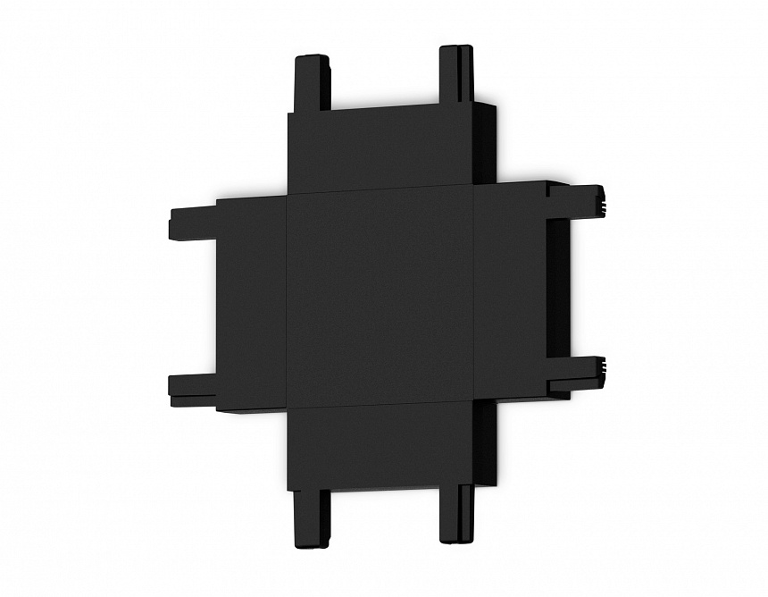 GV1127 BK черный X-образный коннектор для накладного шинопровода 46*46*6
