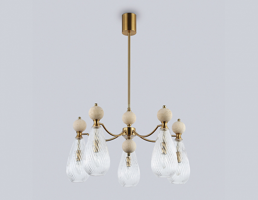 LH53286/5 BS/CL латунь/прозрачный E14*5 max 40W D675*900