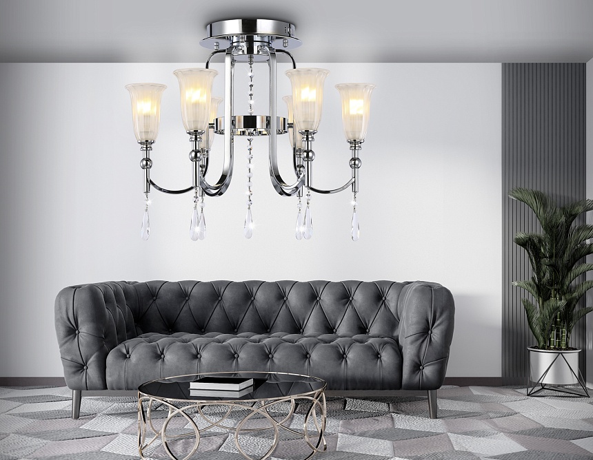 TR3243/6 CH/FR хром/белый матовый E14*6 max 40W D600*520