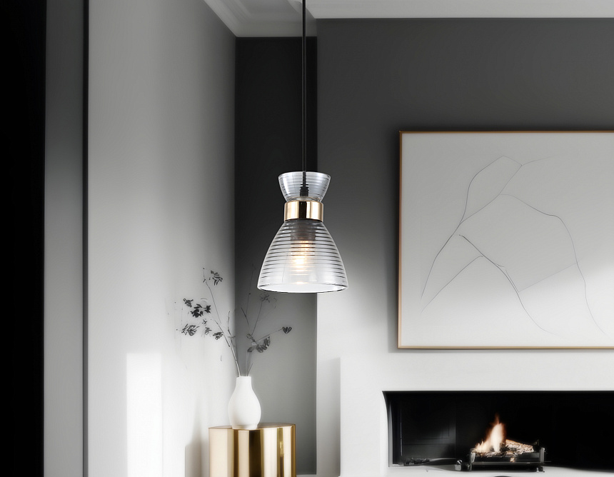 TR3406 BK/FGD/SM черный/золото/дымчатый E27 max 60W D135*1000