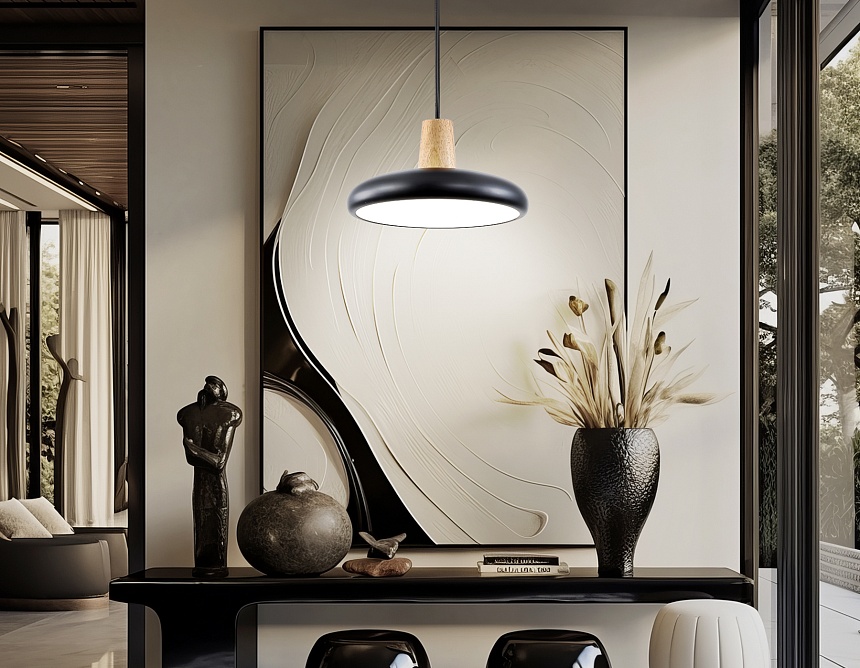 FL4839 BK/WD черный/дерево 24W 3000-6000K D200*800 (без ПДУ)