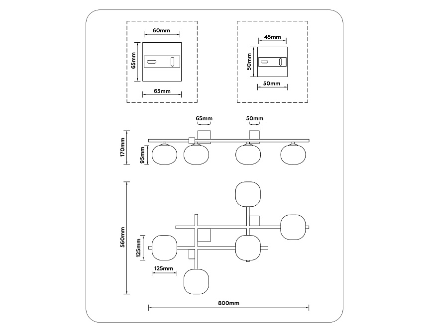 LH51015/5 BK/BS/FR черный/латунь/белый матовый G9*5 max 28W 800*560*170 LH51015/5 BK/BS/FR черный/латунь/белый матовый G9*5 max 28W 800*560*170