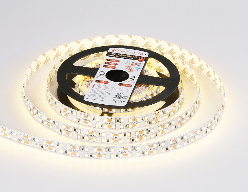 GS1601 2835 240Led/ 19.2W m/ 12V IP20 3000K/ 5000*14*1.2mm (2 конт.) GS1601 2835 240Led/ 19.2W m/ 12V IP20 3000K/ 5000*14*1.2mm (2 конт.)