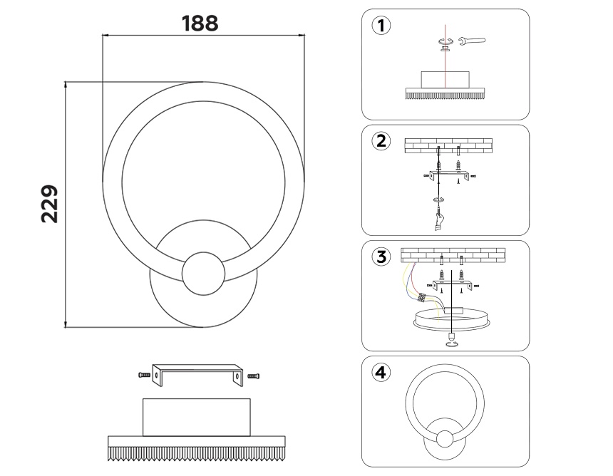 FA3849 WH белый 14W 3000K-6400K 229*188*100 FA3849 WH белый 14W 3000K-6400K 229*188*100