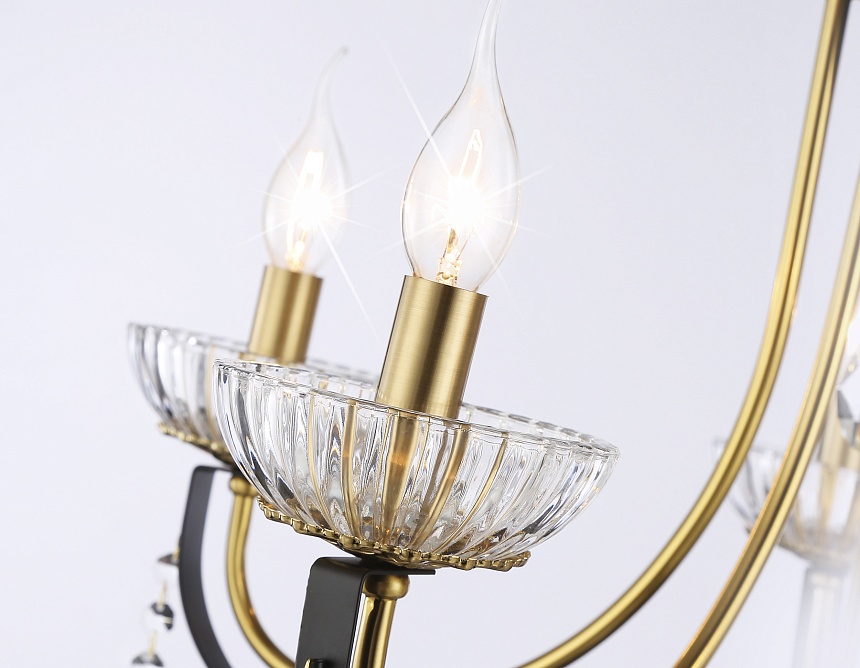 TR4952/5 BK/GD/CL черный/золото/прозрачный E14*5 max 40W D620*670