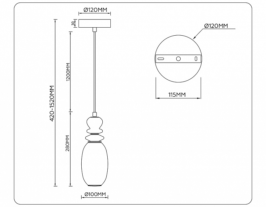 LH53141 BK/WH черный/белый 6W 3000K D120*1520