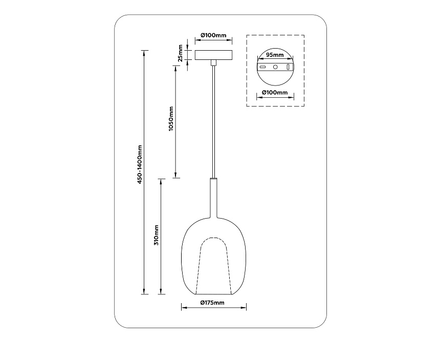 LH11125 BK/WH/TI черный/белый/янтарь E27 max 60W D175*310