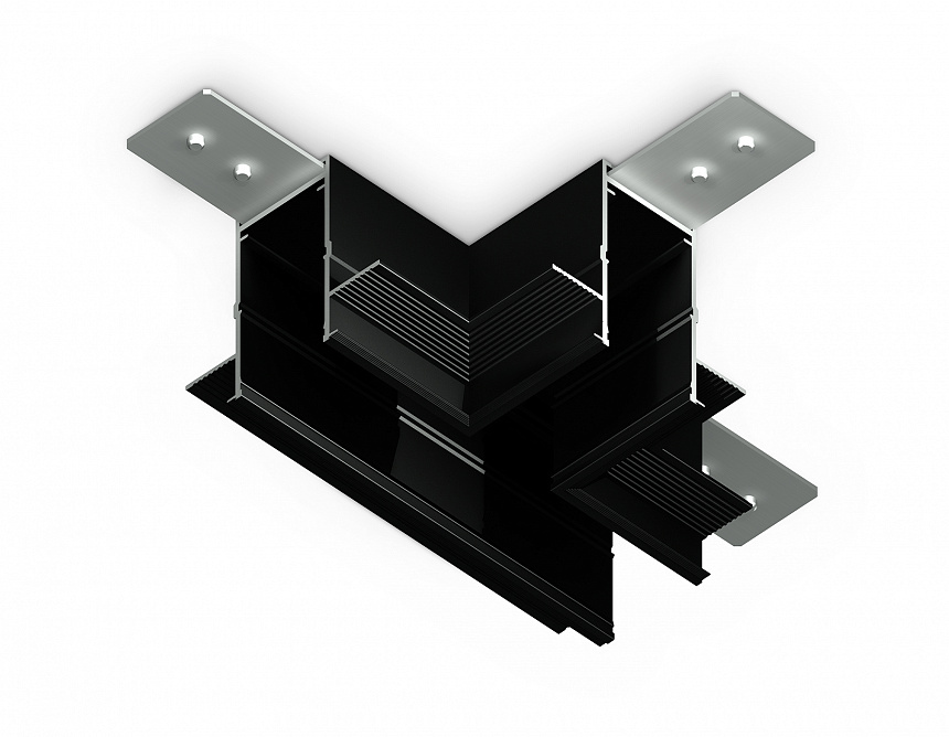 GL1042 BK черный коннектор T-образный для встраиваемого шинопровода Magnetic 220V 110*80*47