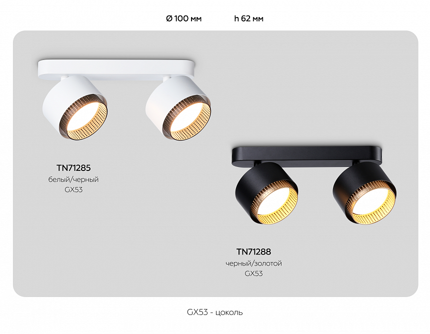 TN71288/2 BK/GD черный/золото GX53/2 max 12W 270*95*137