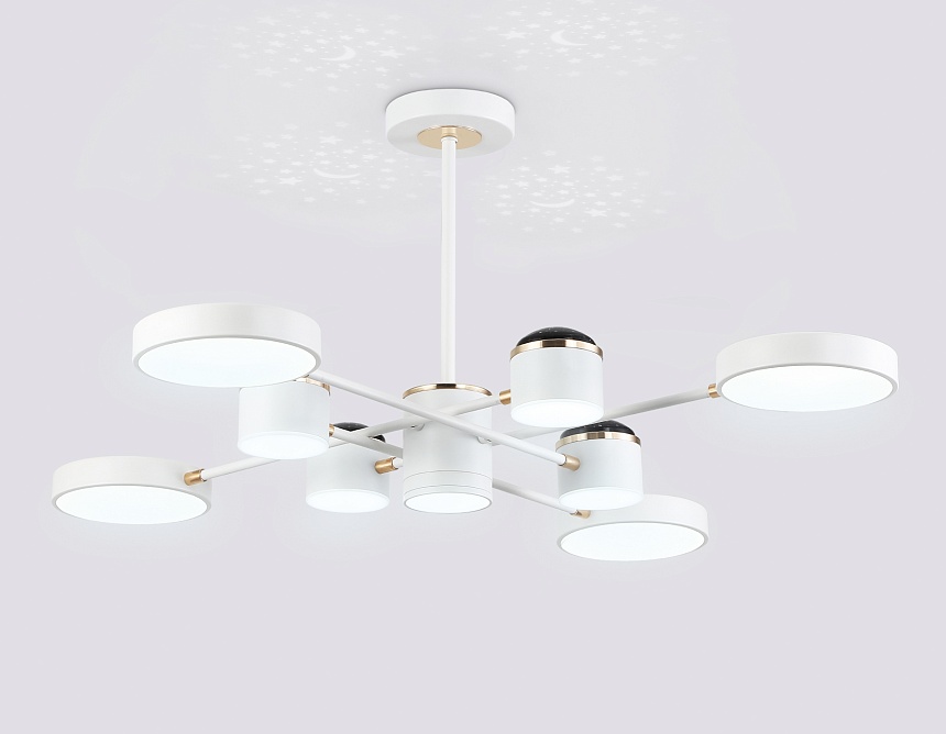 FL51627/9+4 WH/FGD белый/золото 132W 3000-6000K D850*370 (без ПДУ)