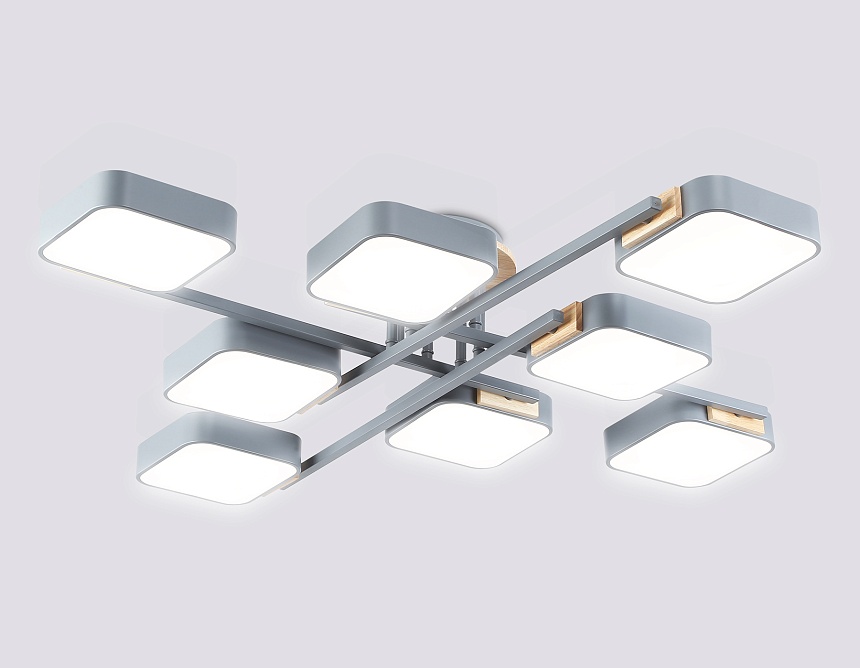 FL4889/8 GR/WD серый/дерево 144W 3000-6000K 960*960*160 (без ПДУ)