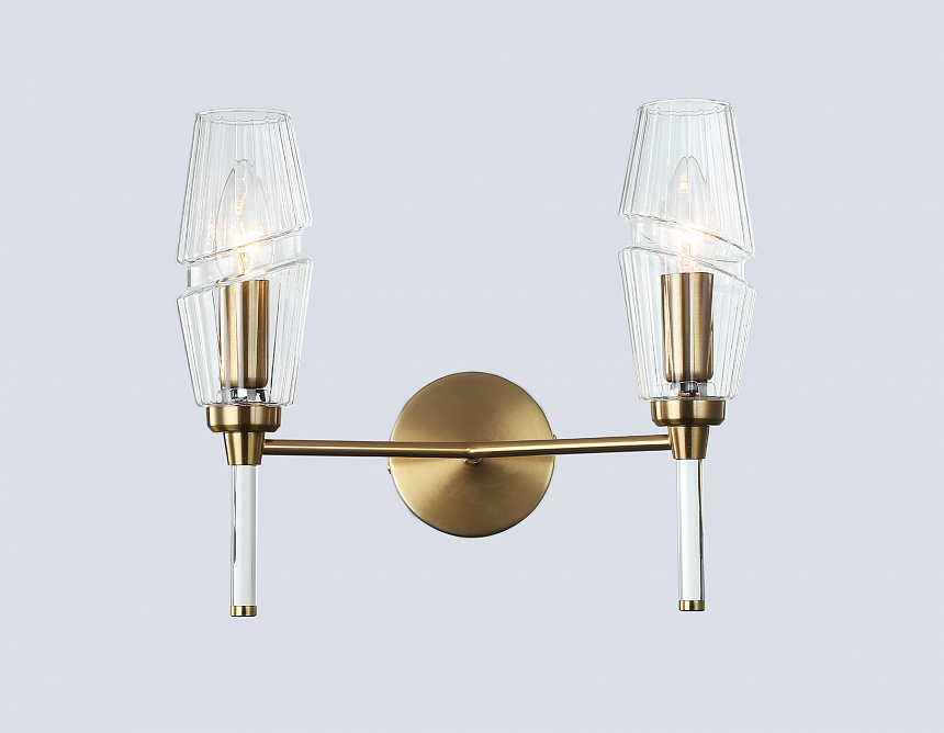 LH55206/2 BS/CL латунь/прозрачный E14*2 max 40W 330*170*280