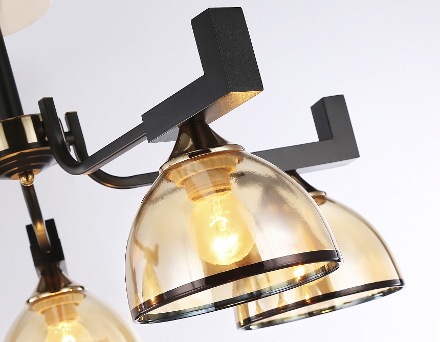 TR9099/5 BK/GD/TI черный/золото/янтарь E27*5 max 40W D600*316