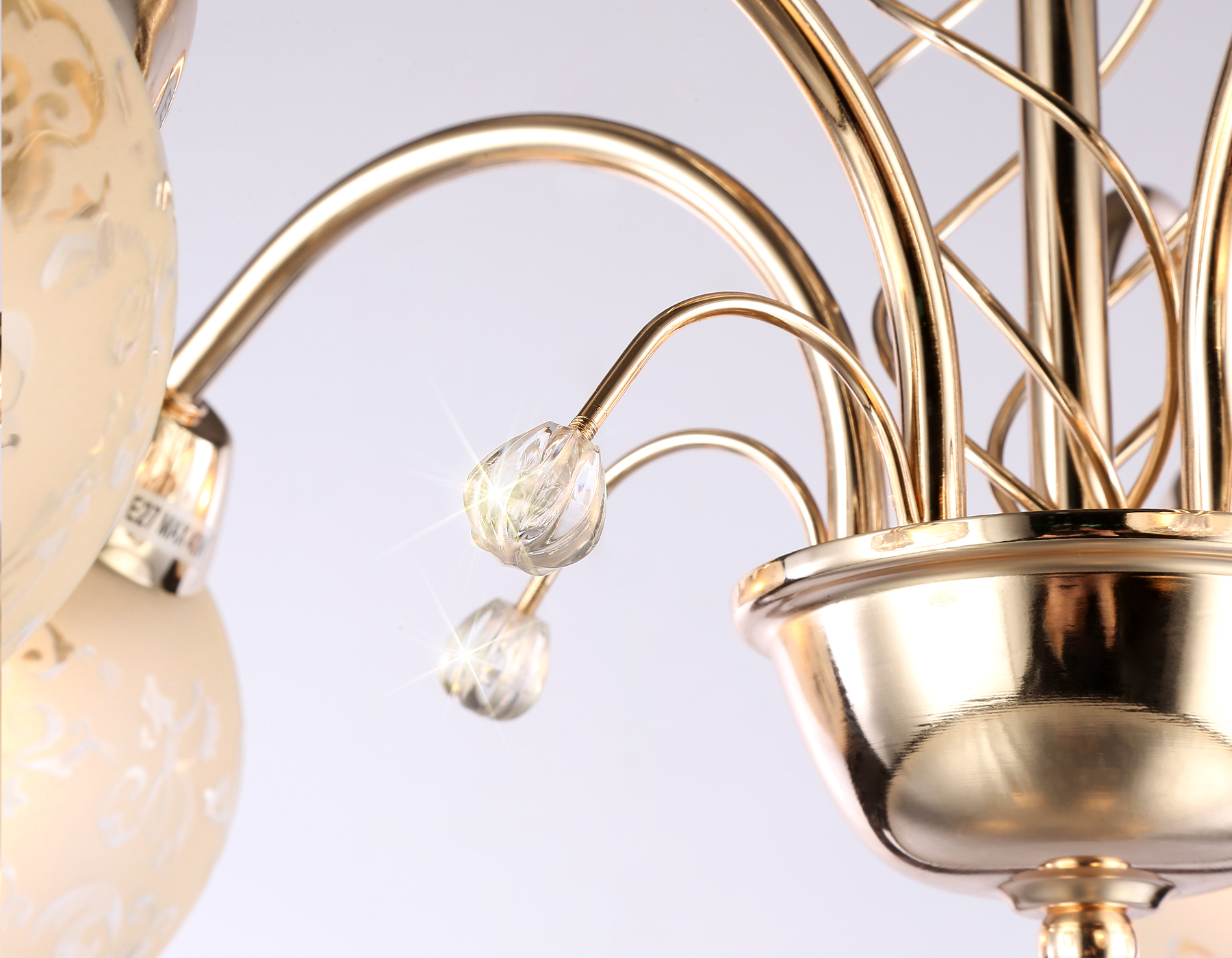 TR3189/5 GD/CL/FR золото/прозрачный/белый матовый E27/5 max 40W D600*285