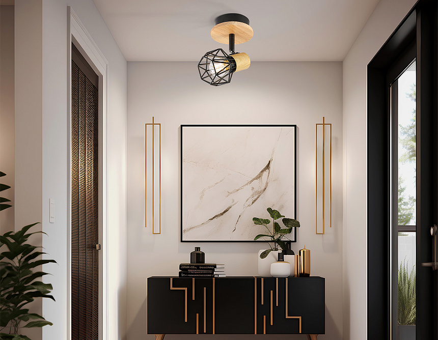 TR8751 BK/WD черный/дерево IP20 E27 D115*175