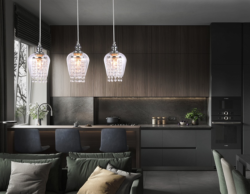 TR3612/3 CH/CL хром/прозрачный E27/3 max 40W 570*140*920