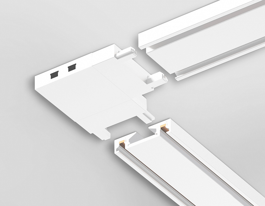 GV1113 WH белый угловой коннектор для накладного шинопровода 36*36*6