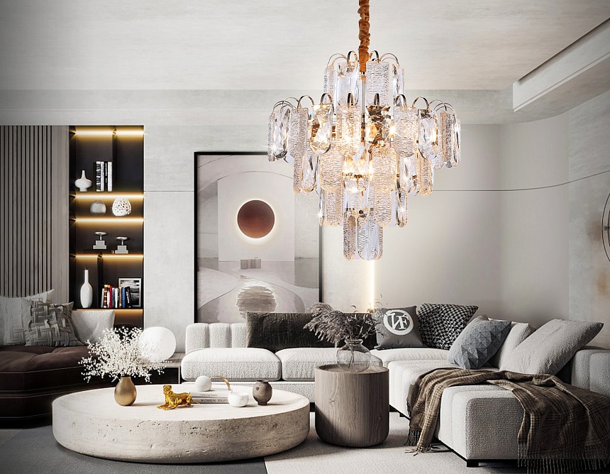 TR5231/9 SGD/CL/FR золото/прозрачный/белый матовый E27*9 max 40W D500*530