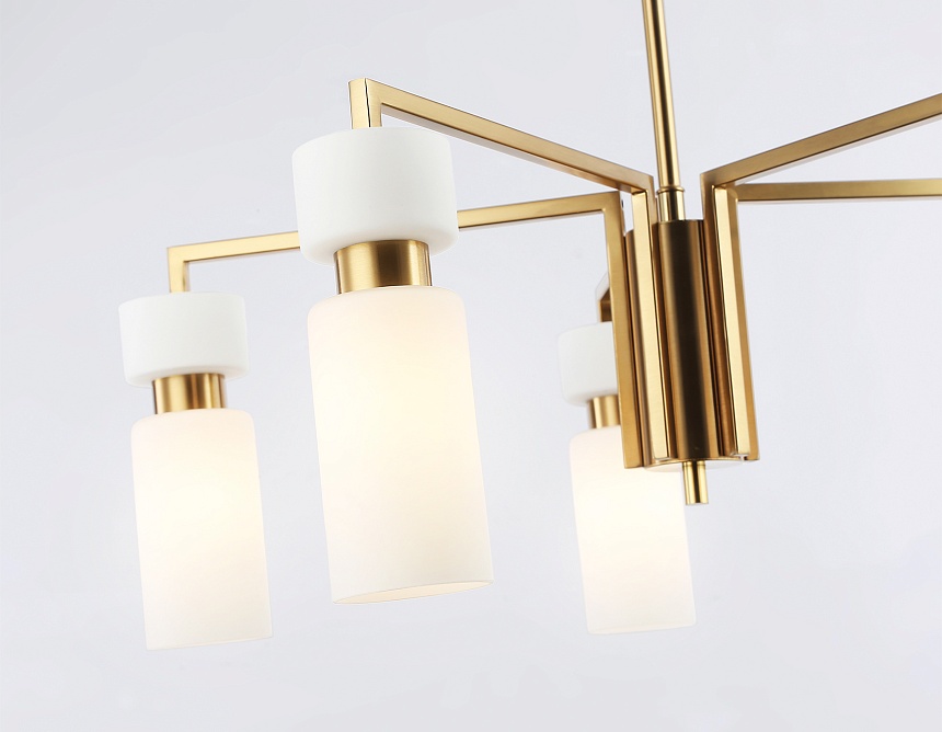 LH56124/5 BS/FR латунь/белый матовый E14*5 max 40W D605*350