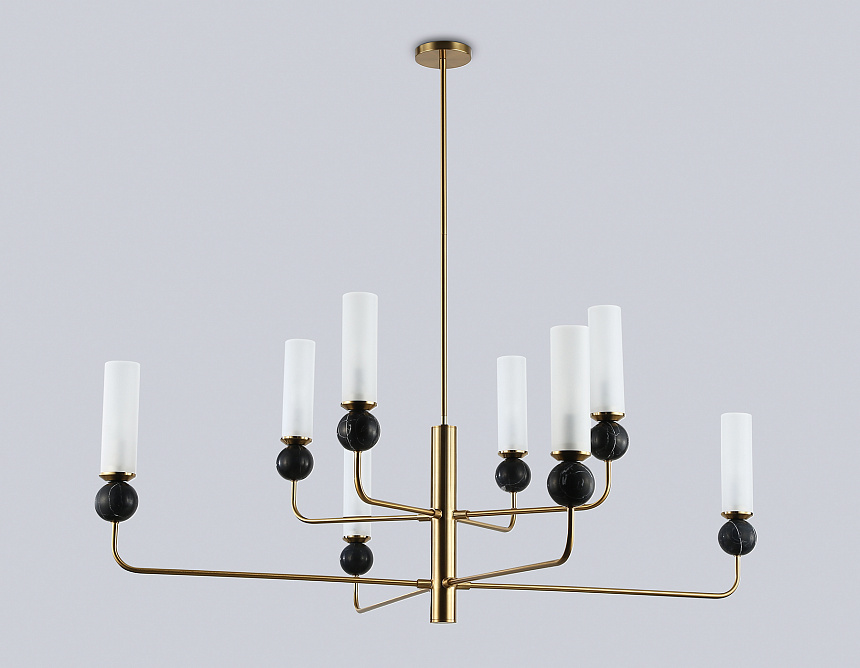 LH53264/8 BS/WH латунь/белый E14*8 max 40W D1260*1445