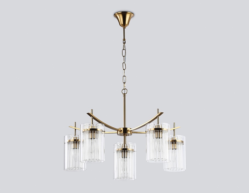 LH56031/5+1 BS/CL латунь/прозрачный E14*6 max 40W D680*1200