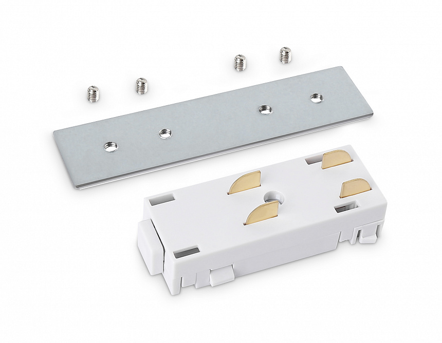 GL1105 WH белый коннектор питания с соеденителем прямой для шинопровода Magnetic 220V 68*28.5*18