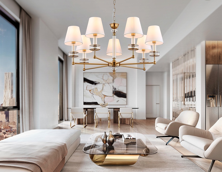 LH71023/7 BS/WH латунь/белый E14*7 max 40W D820*1130